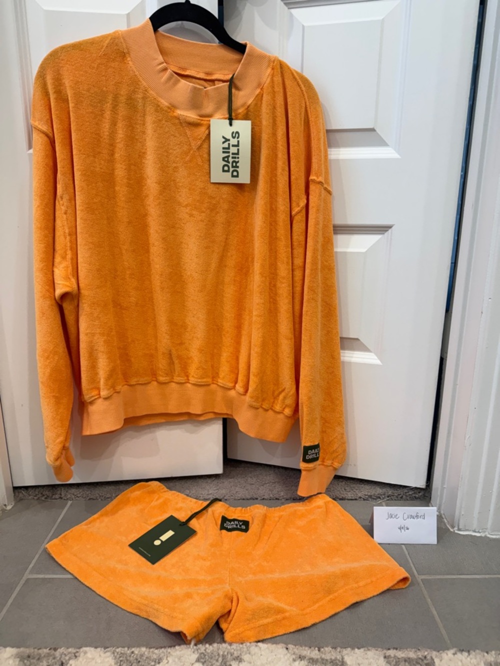 NWT Daily Drills Tajin Terry Cloth Crewneck & Micro Shorts Loungewear Set